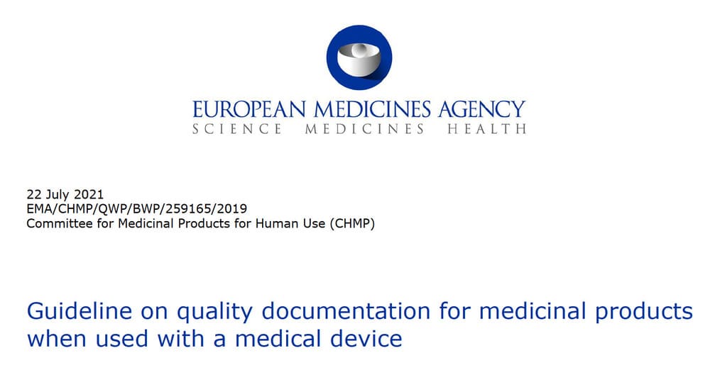 Illustration Medicinal products used with a medical device: what does the EMA guideline on quality documentation have to say?